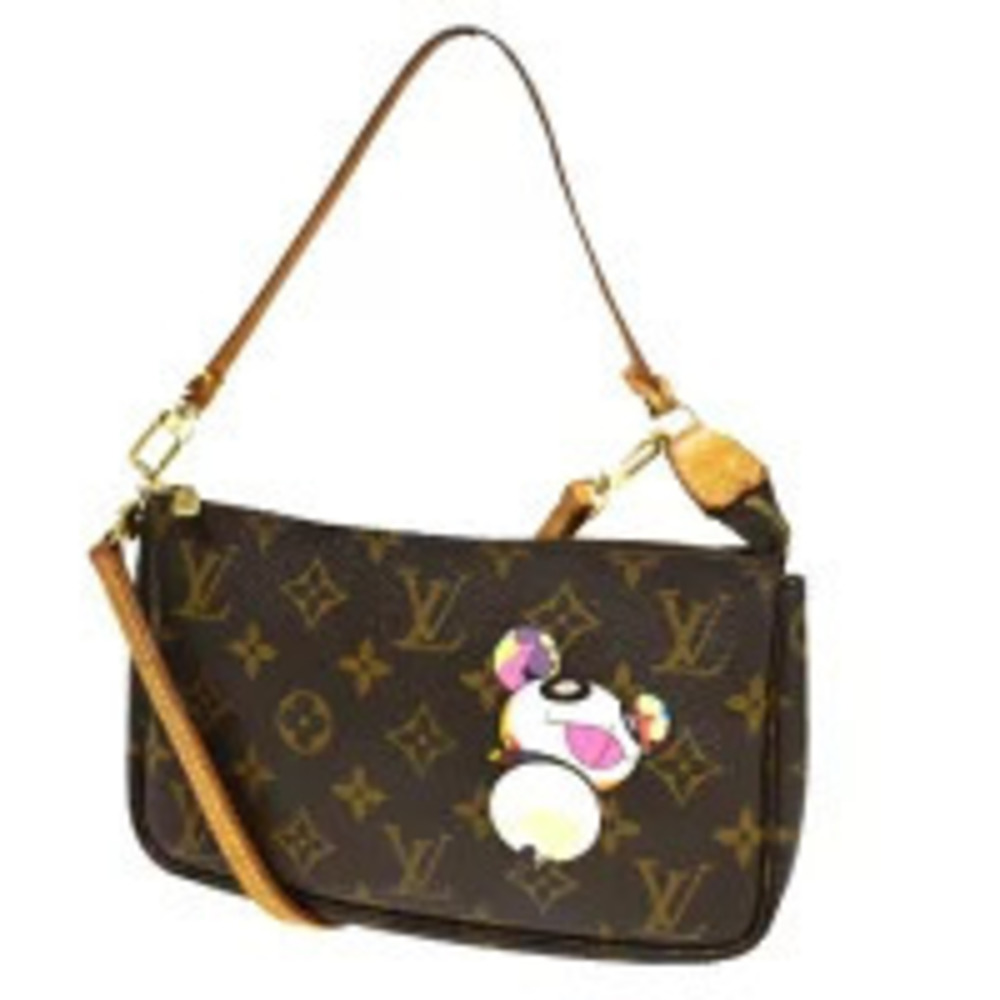 Louis Vuitton Pochette Accessoires Monogram Shoulder Bag Canvas Leather Brown